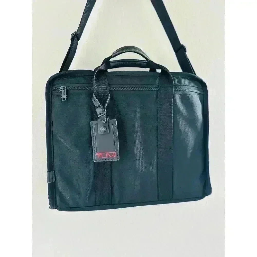 TUMI Black Nylon Canvas Laptop Messenger Portfolio Bag & TUMI Cord Pouch